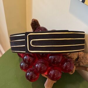 Worth New York brown leather belt with gold piping